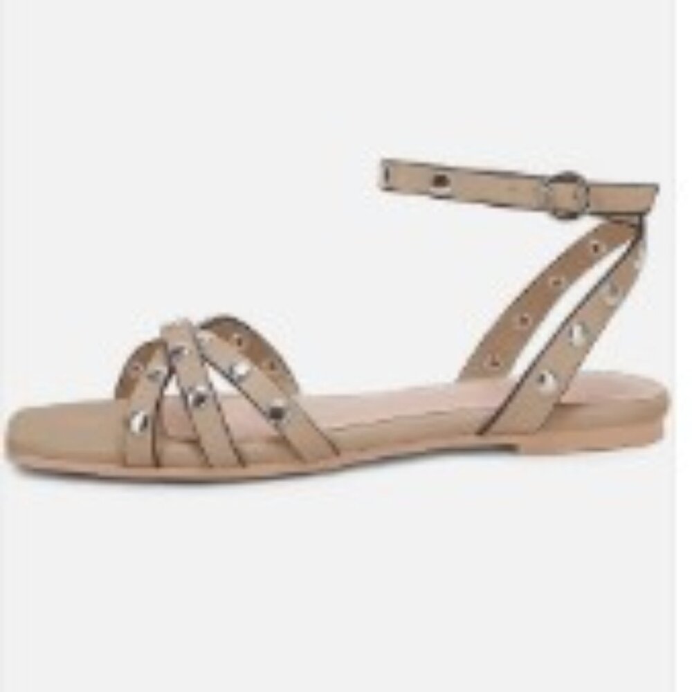 Women's Studded Flat Sandals Strappy Open Toe Slingback Crisscross SIze 7 1/2
